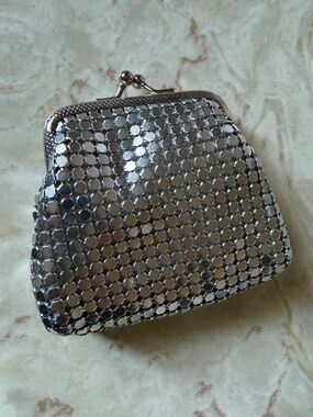 Silver metal kisslock coin purse by Aldo - 4 inches x 3.5 inches